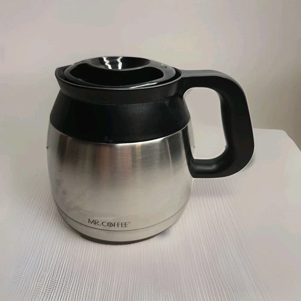 Mr Coffee Carafe Stainless Steel‎ Thermal 8 Cup Pot Replacement Black Lid Handle